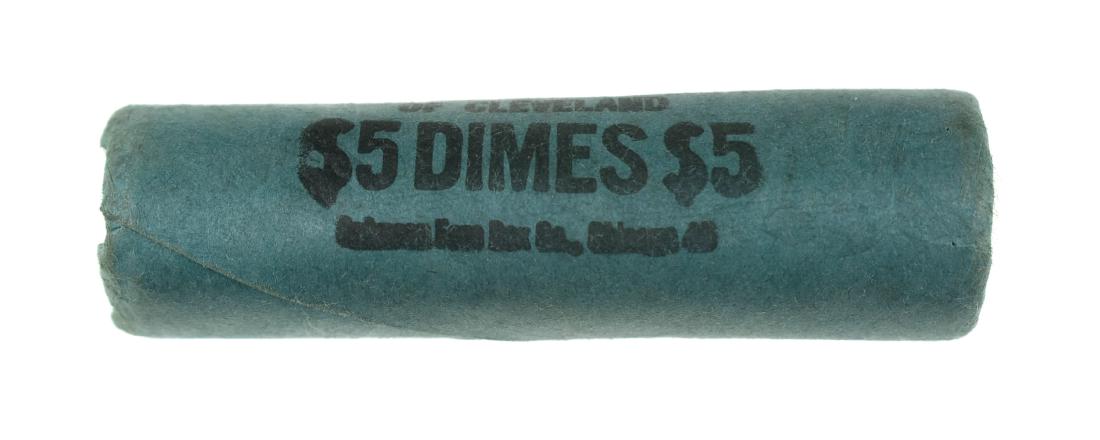 Unopened roll of 50 1964 Roosevelt Silver Dimes: Many likely BU or better.