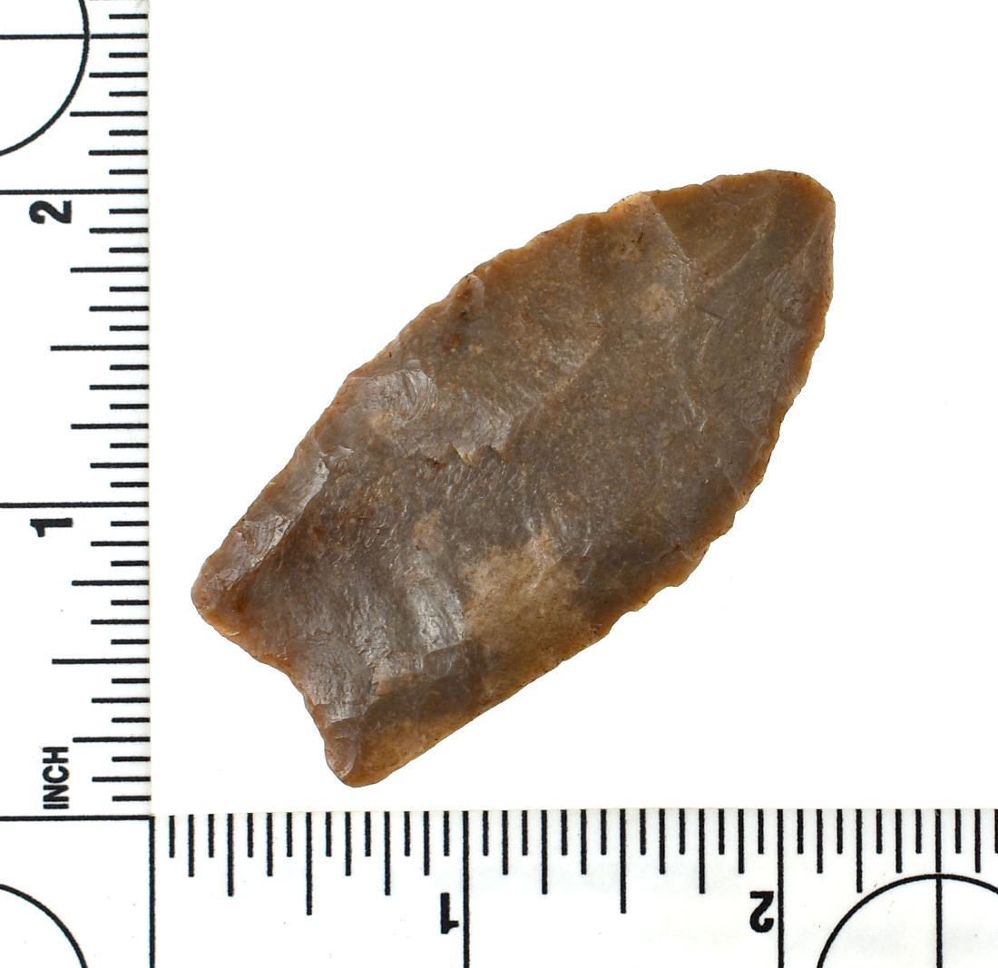 2 3/8" Clovis: Pretty Carter Cave flint example from Kentucky. Ex- Belden Collection. We would paper as a G-9. Really nice.