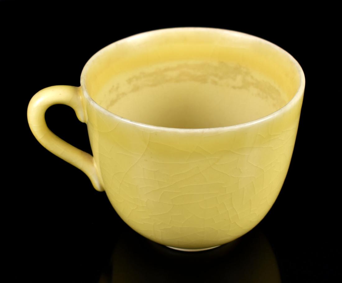 3 7/8" Rookwood Cup: Pretty Lemon yellow glaze on this cup from 1949 (XLIX/2816)