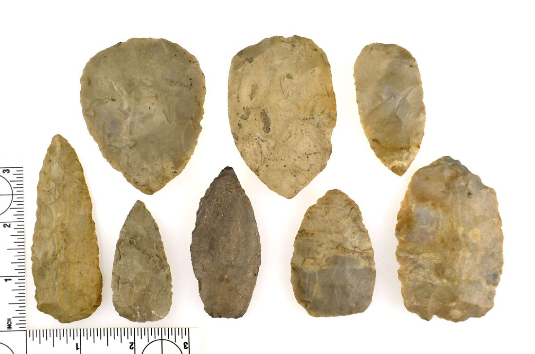 8 Hopewell Preform Blades: Assortment of sizes 2.25-3.5" from Darke Co., Ohio. Ex Frank Adell Collection.