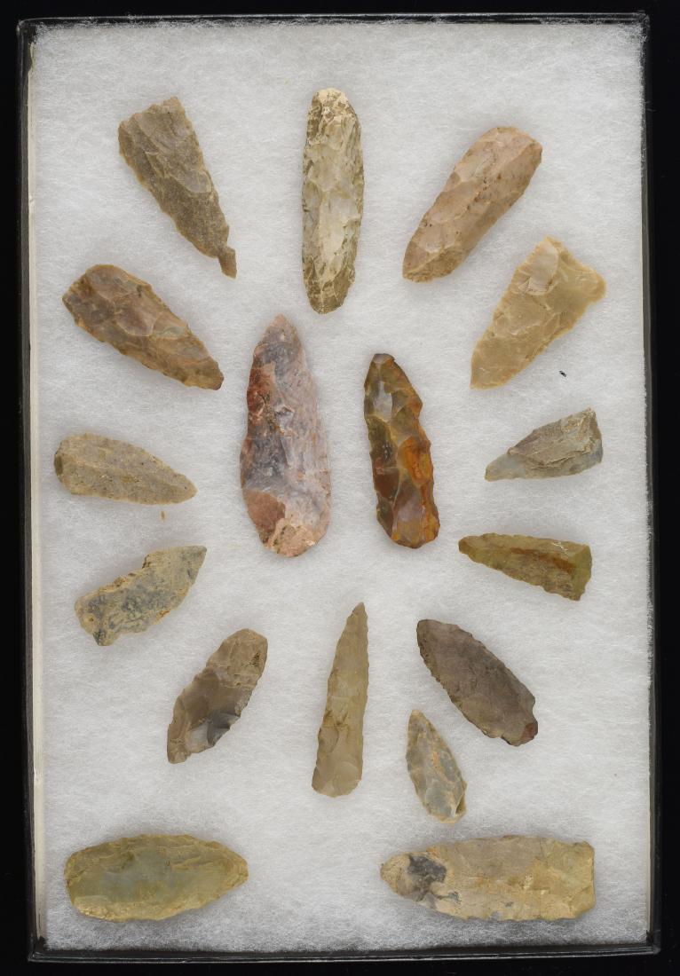 Large Lot of Ky Blades: Grouping found by Ken Broughton in Carter Co., Kentucky. Various local flints. Display not included.