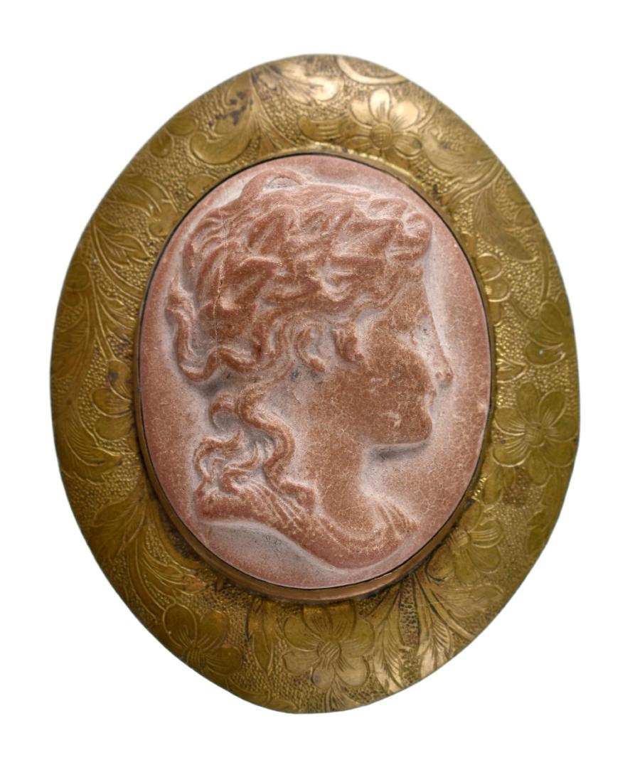 Large 1860's Lava Cameo Brooch (1 of 2)