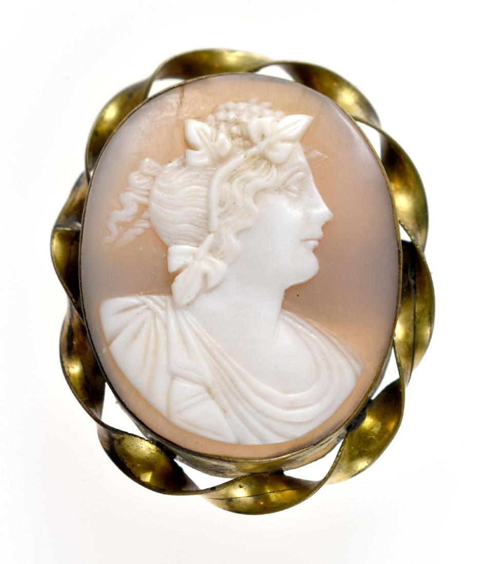 GORGEOUS 1870's SHELL CAMEO PINCHBECK SETTING - BACCHUS (1 of 3)