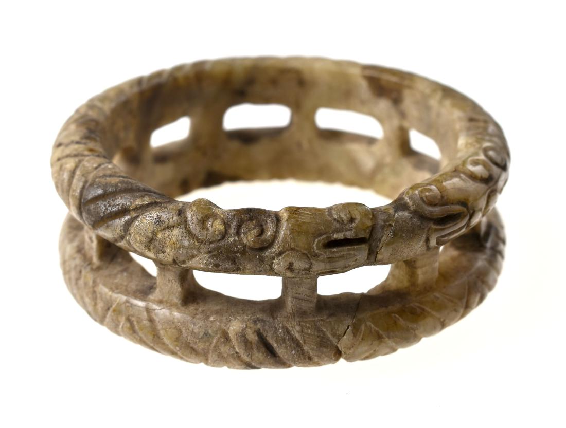 Ancient Chinese Jade Dragon/Serpent Double Bracelet (1 of 4)