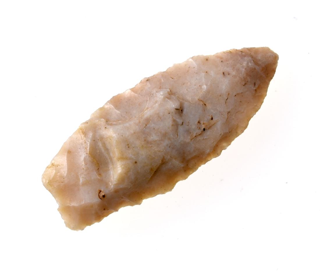 1 7/16" Atl-Atl Dart: translucent and very pretty cream Agate example from Colorado.