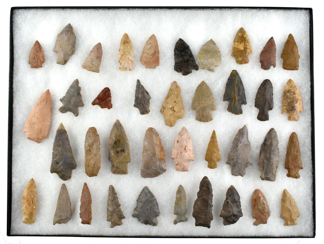 Large lot of TN Arrowheads: All from the Harpeth River Drainage. Central Tennessee.