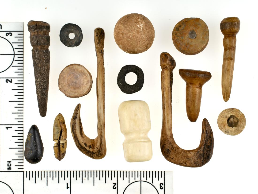 Decorative group of Bone Tools: Various tools from a Central Tennessee Estate. Decorative only.