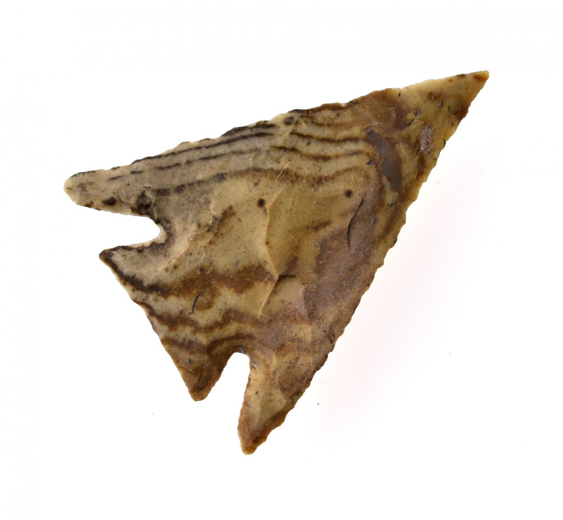 1 3/4" G-10 Marcos - Jackson G-10 COA: Gorgeous striped llint example from Central Texas. Ultra thin with great 'eye appeal'. Jackson G-10 COA. Ex- Allen Collection.