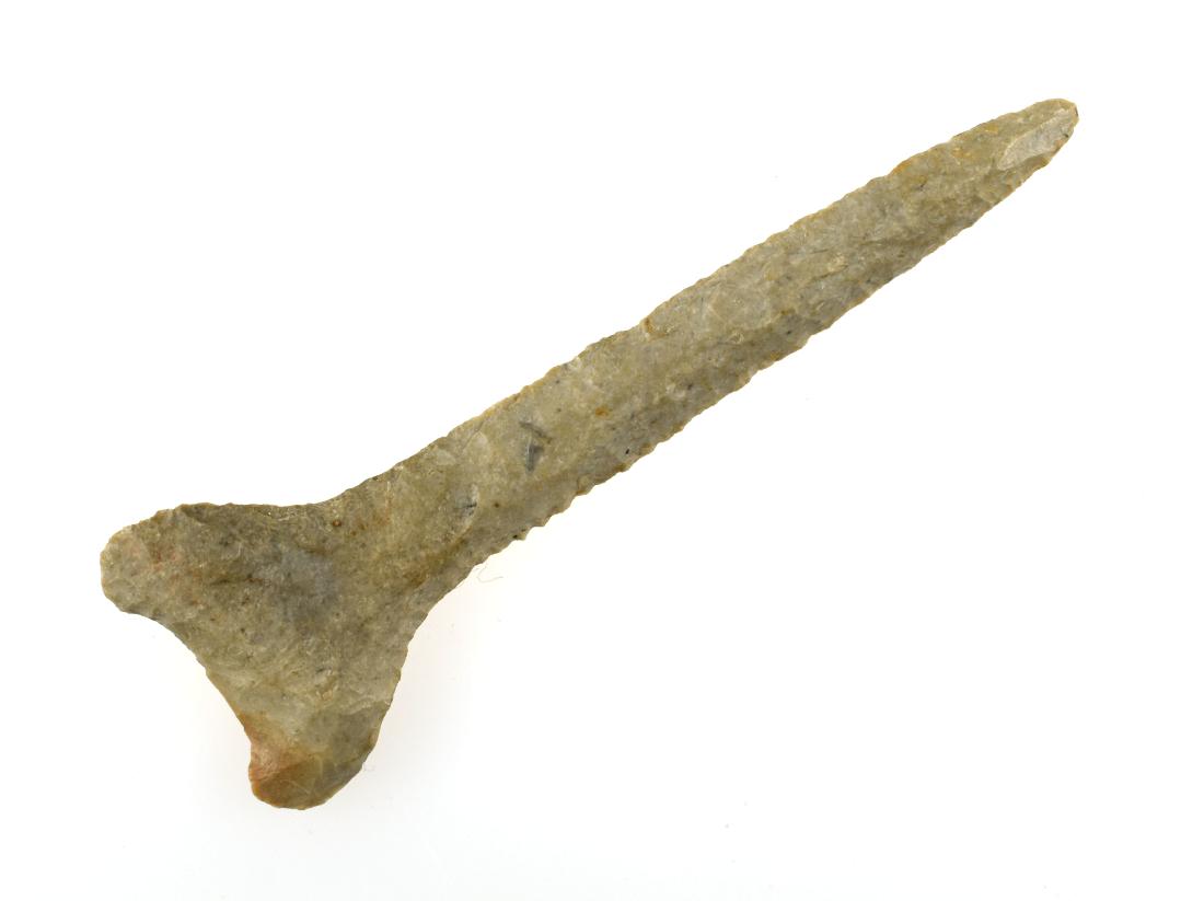 STUNNING 3-9/16" Paleo Drill - Cox COA: Fantastic G-10+ Paleo drill from hardin Co., Kentucky formerly of the Mynning Collection. Hornstone. Sam Cox of OCA certified this as 'G-10+' example.