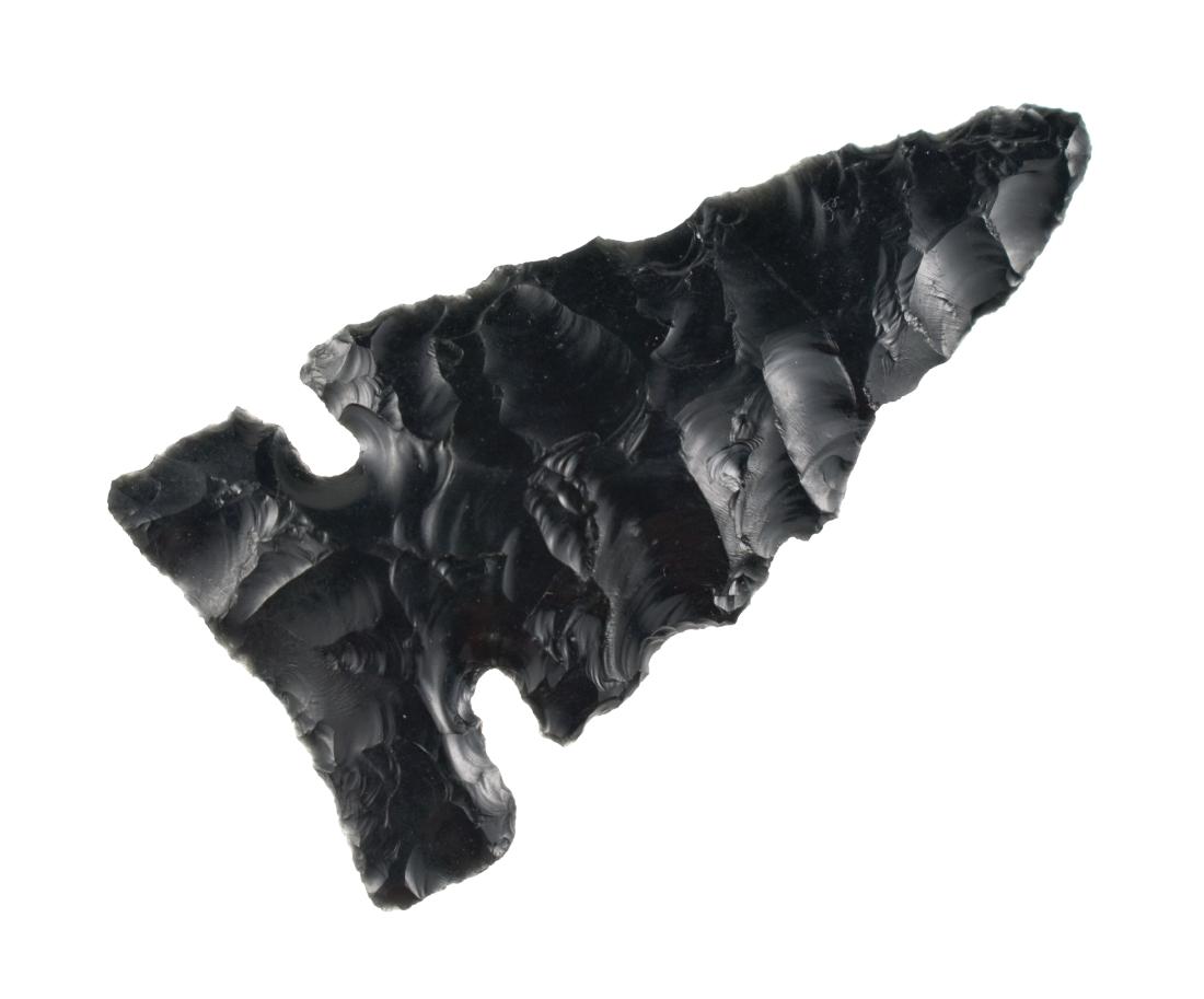 1-13/16" Northern Side Notched: Nice example from Lake Co., Oregon. Ex Reg Seely Collection. Obsidian.