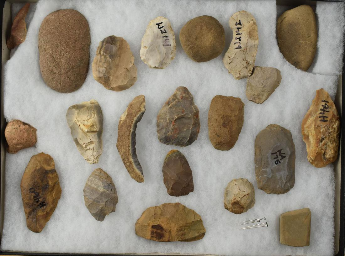 Lot of Central Kentucky Artifacts: All found by Sandra Barnett in Woodford, Fayette, Scott, and Harrison Counties. Variety of types and materials.