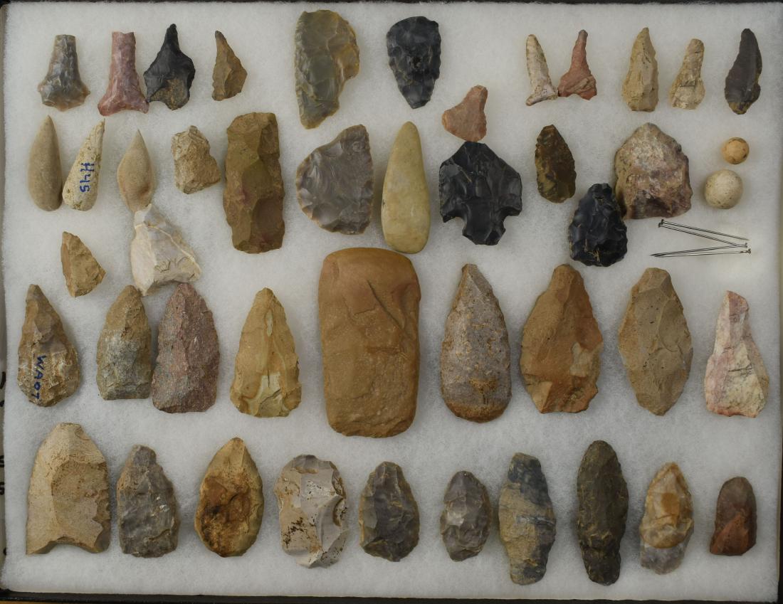 Lot of Central Kentucky Artifacts: All found by Sandra Barnett in Woodford, Fayette, Scott, and Harrison Counties. Variety of types and materials.