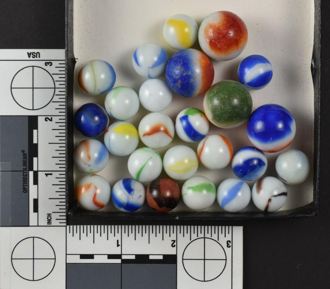 Lot of Vintage Glass Marbles: Nice assortment of mostly 'Akro' marbles in various colors.