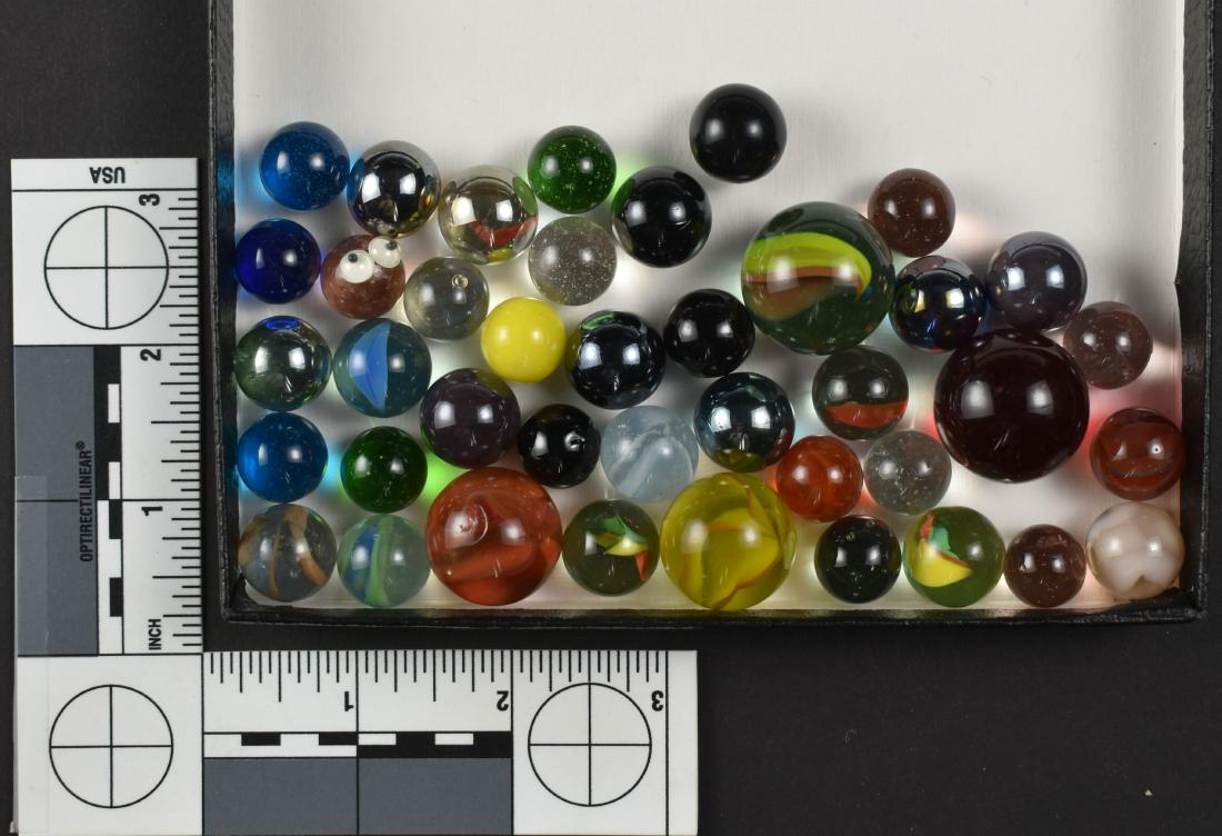 Vintage Glass Marbles: Variety of so called 'cats eye' and other style sin this vintage lot.
