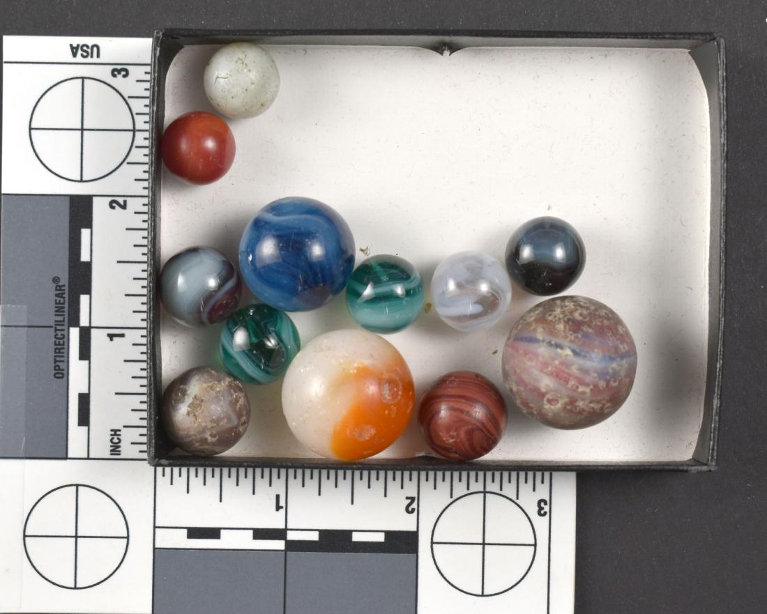 Vintage Marble lot: Agates, Swirls and maybe an onion skin or two in this lot of marbles. Vintage.