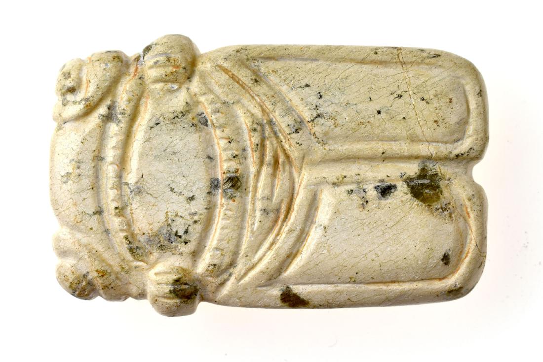 Antique 2 3/4" Chinese Jade Cicada Effigy Pendant: Excellent carved Jade Cicada Pendant in the Hongshan (4500 B.C. - 2250 B.C.) tradition. Origin reported to us as Inner Mongolia. Specifically, Liaoning and Hebei Provinces. It is difficult to know wit