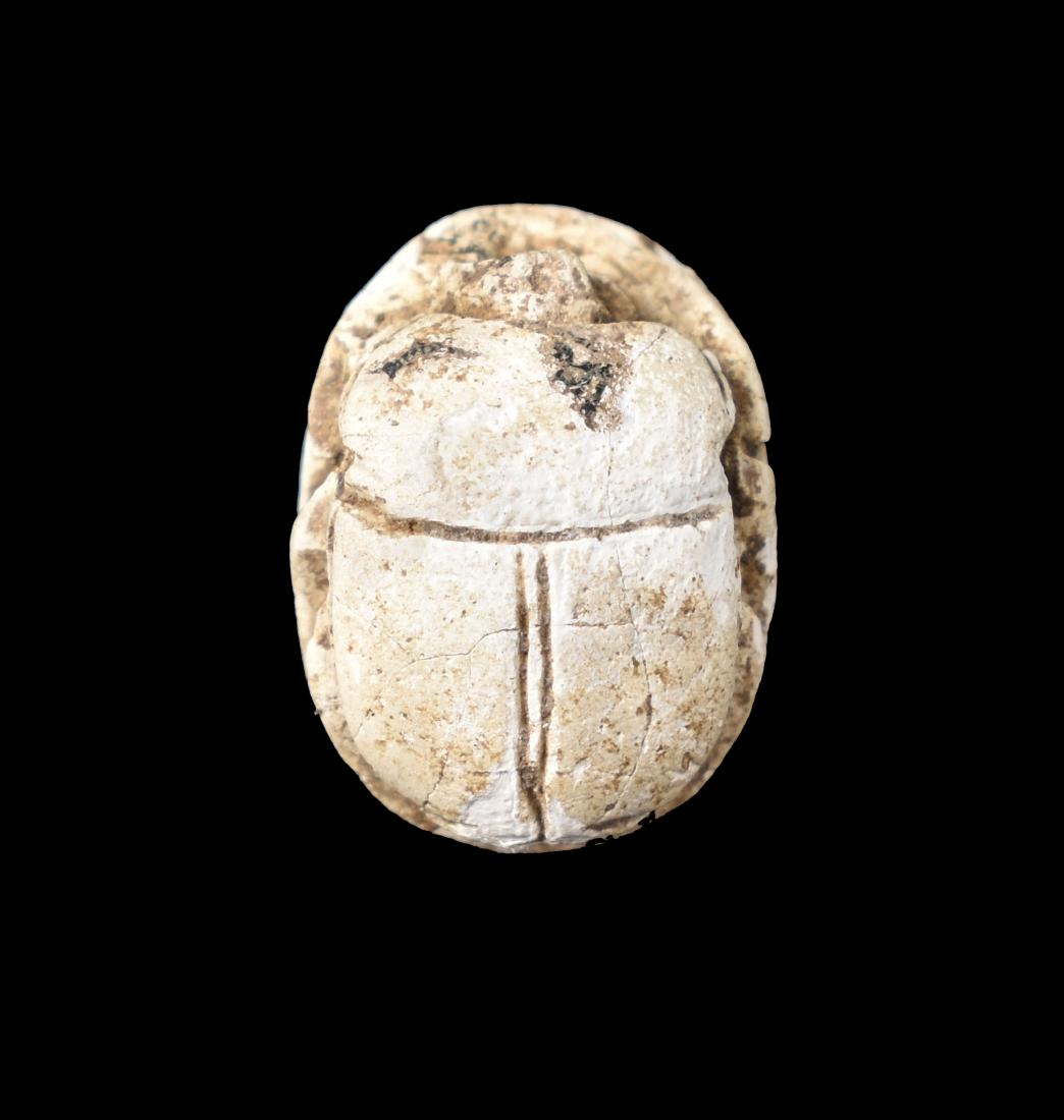 13.46mm BEAUTIFUL ANCIENT EGYPTIAN STEATITE SCARAB: Steatite Scarab. Beautiful scarab with Nefer and Neb incised on the bottom. Upper Egypt.