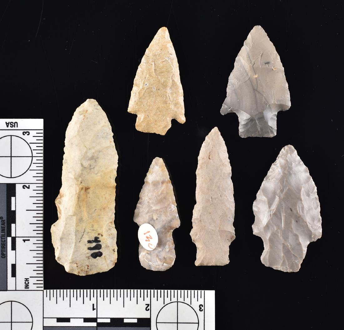 6 Nice Ohio Points: From the Rohrer estate collection. Variety of materials and types.