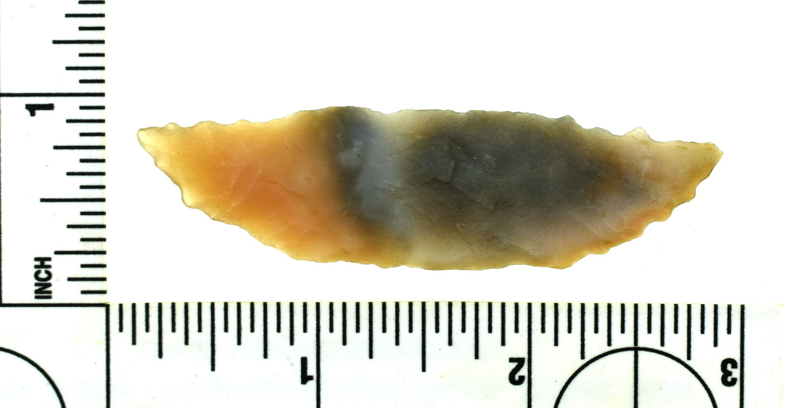 2-13/16" Paleo Crescent: Beautiful multi-color agate material from the Robert Beckett Ranch Collection. Lassen Co., California. RARE