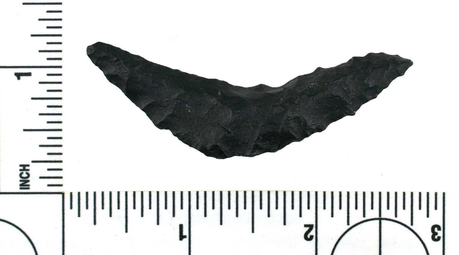 2-9/16" Paleo Crescent: Very nice Dacite example from the Robert Beckett Ranch Collection from Lassen Co., California.