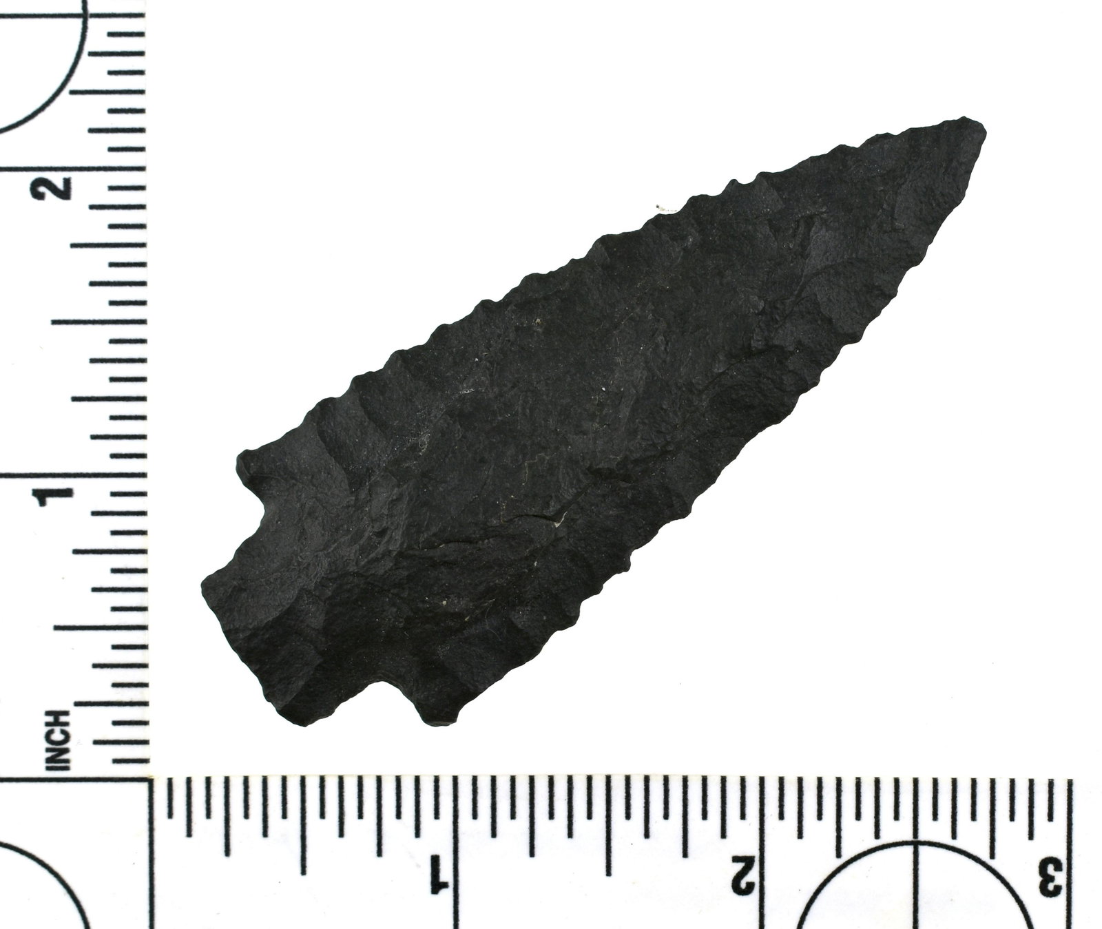 3" Pinto Basin: Basalt example with weak bifurcation but nice serrations. Ex Robert Beckett Ranch Collection from Lassen Co., California.