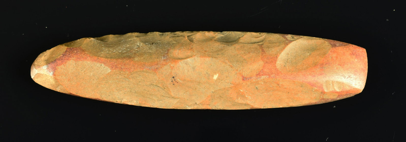 4-1/2" Arkansas Flint Chisel - Bennett COA: Superb piece with high degree of polish from St. Francis Co., Arkansas. Bennett COA. Sharp, finely done blade edge.
