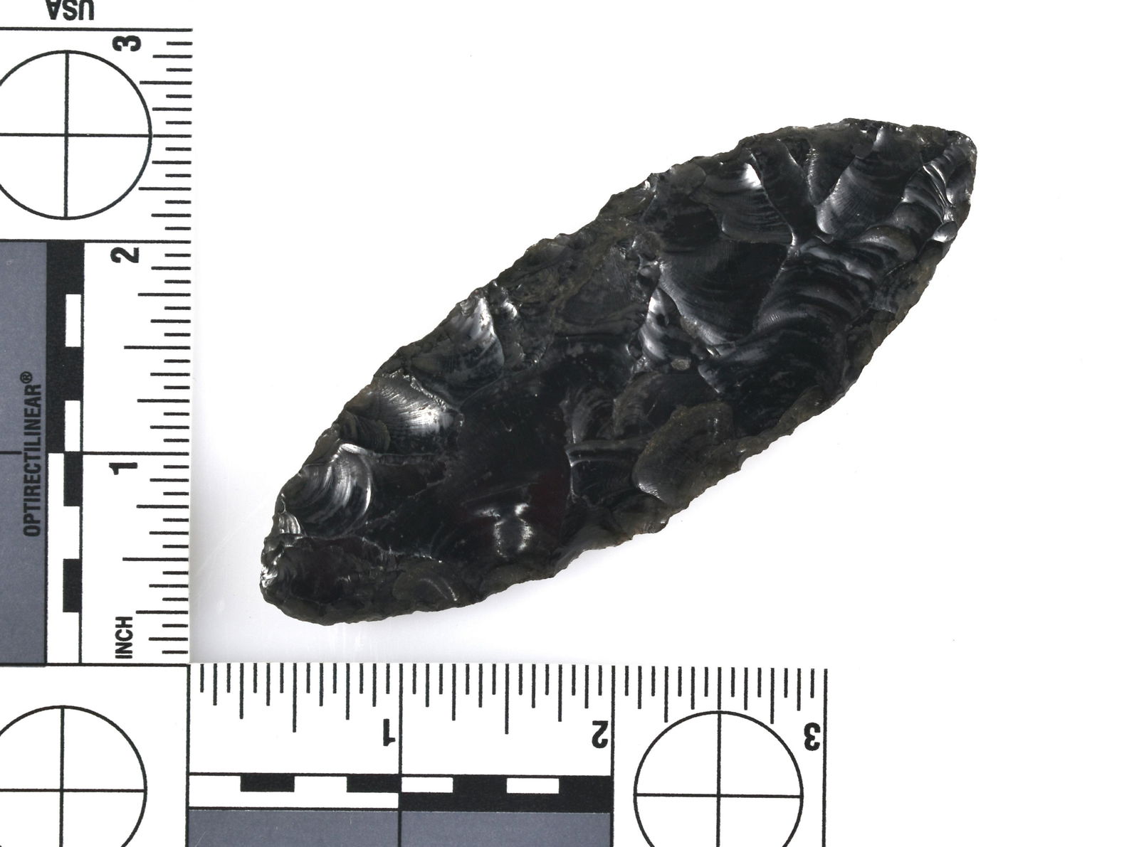 3-15/16" Bipointed Knife: Oregon example in obsidian. Nice!