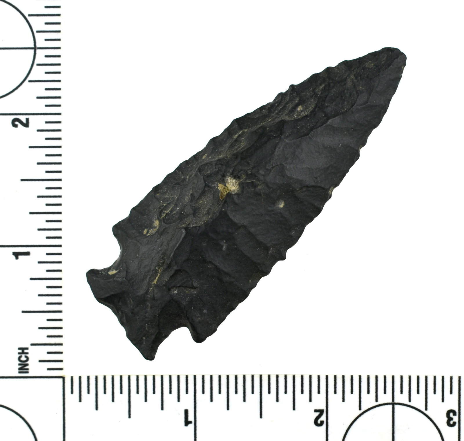 3" Elko: Nice stemmed version in a weathered dacite material from the Robert Beckett Ranch in Lassen Co., California.