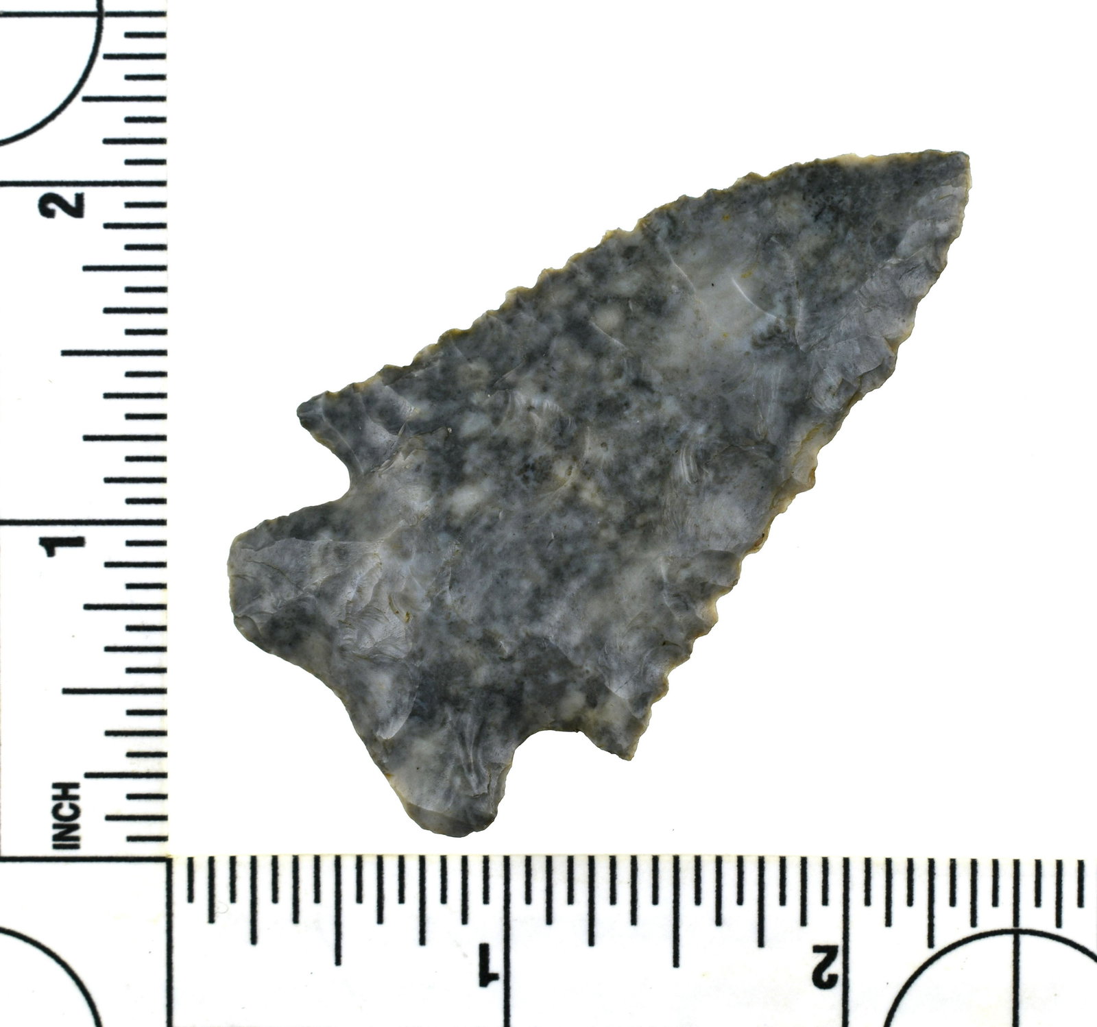 Fine 2 1/2" MacCorkle - Ex- Townsend Collection: Expertly crafted and very pretty. Made of glossy high grade Upper Mercer Chert. Found in Ohio. From the famed Earl Townsend Collection. Also Ex- Lucas Strubler.