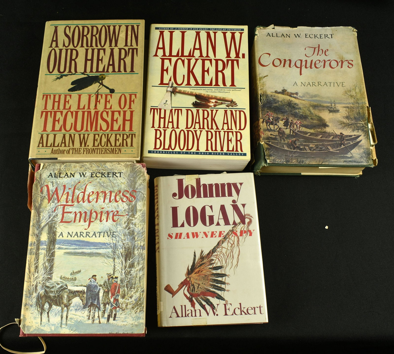5 Allan W. Eckert Novels: A Sorrow in our Heart; Wildernes Empire; The Conquerers; That Dark and Bloody River; Johnny Logan. Interesting novels on Native American Fiction.