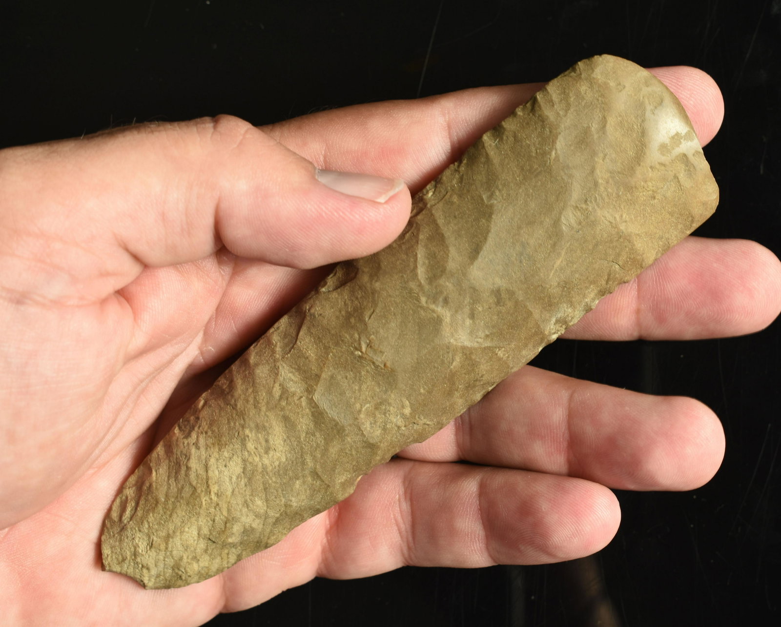 5-9/16" Flint Adze - Jackson COA: Well made example from Dover, Tennessee. From the Sam Swarey Estate Collection. Dover Chert.