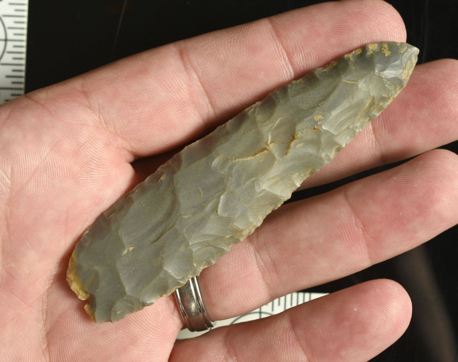 3-7/8" Archaic Knife: Hornstone example from Western Kentucky. From the Sam Swarey Estate Collection.
