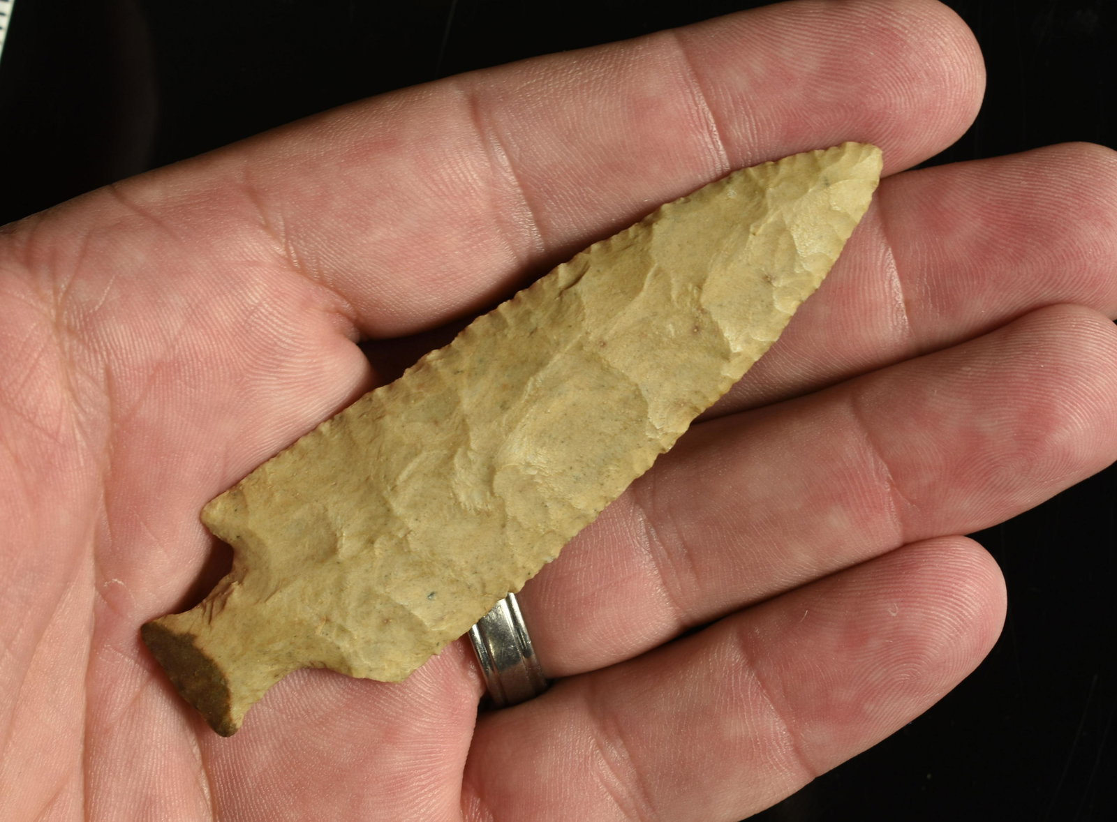 3-9/16" Mulberry Creek: Cream Fossil chert. Tennessee. From the Sam Swarey Estate Collection.