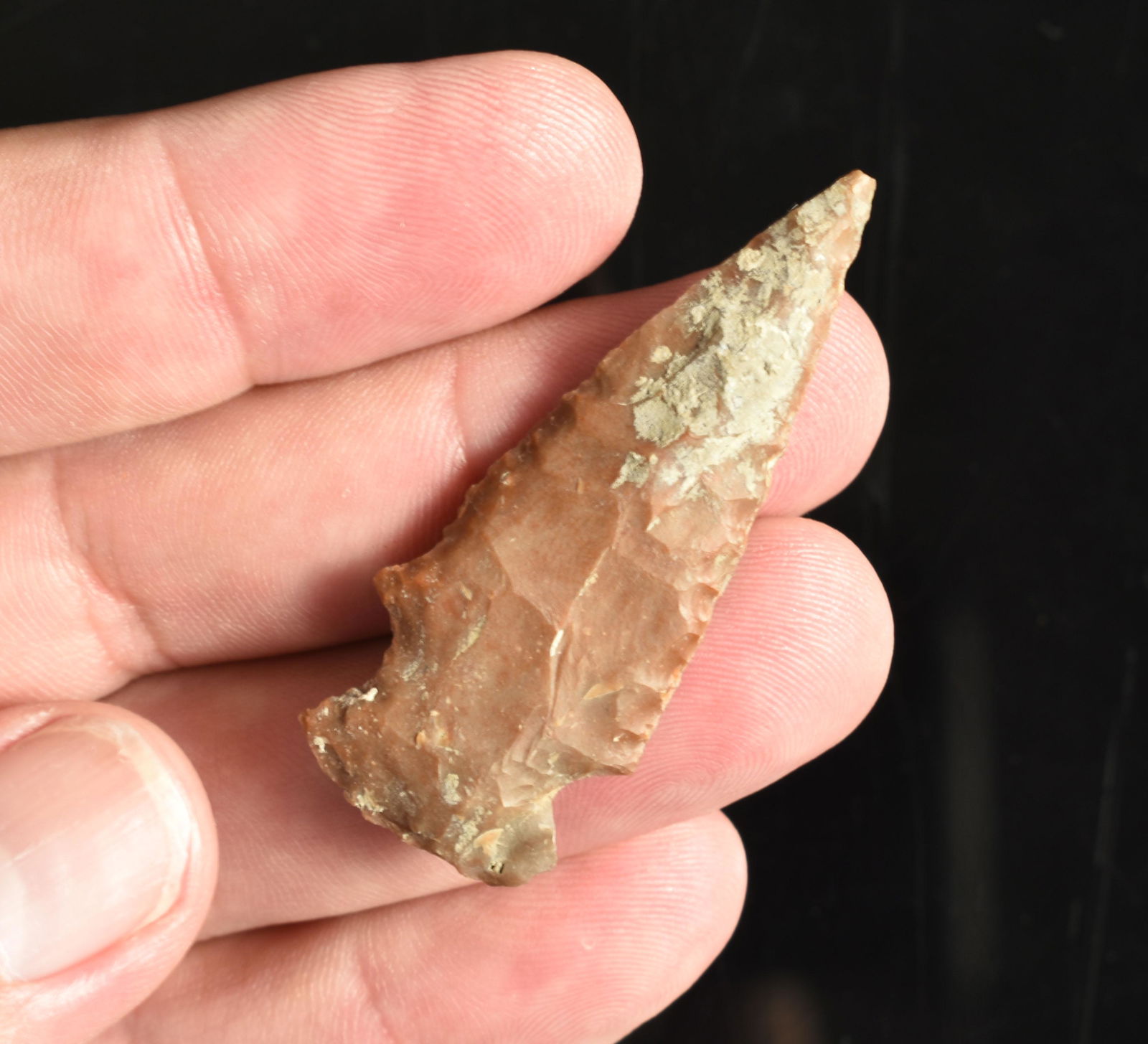 2-1/8" Hopewell: Nice Jasper example. Tennessee. From the Sam Swarey Estate Collection.