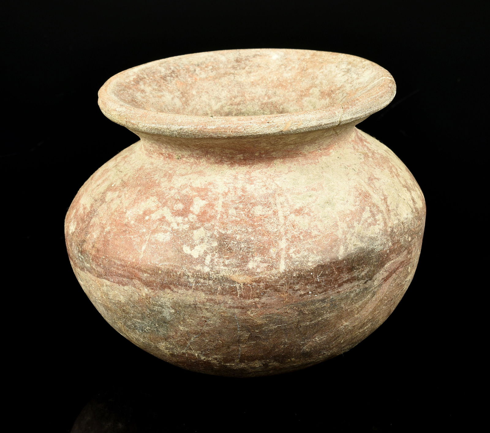 5x6.5" Colima Gourd Effigy Pot: Nice redware pot from the Loveless collection with nice form and mineralization. West Mexico.