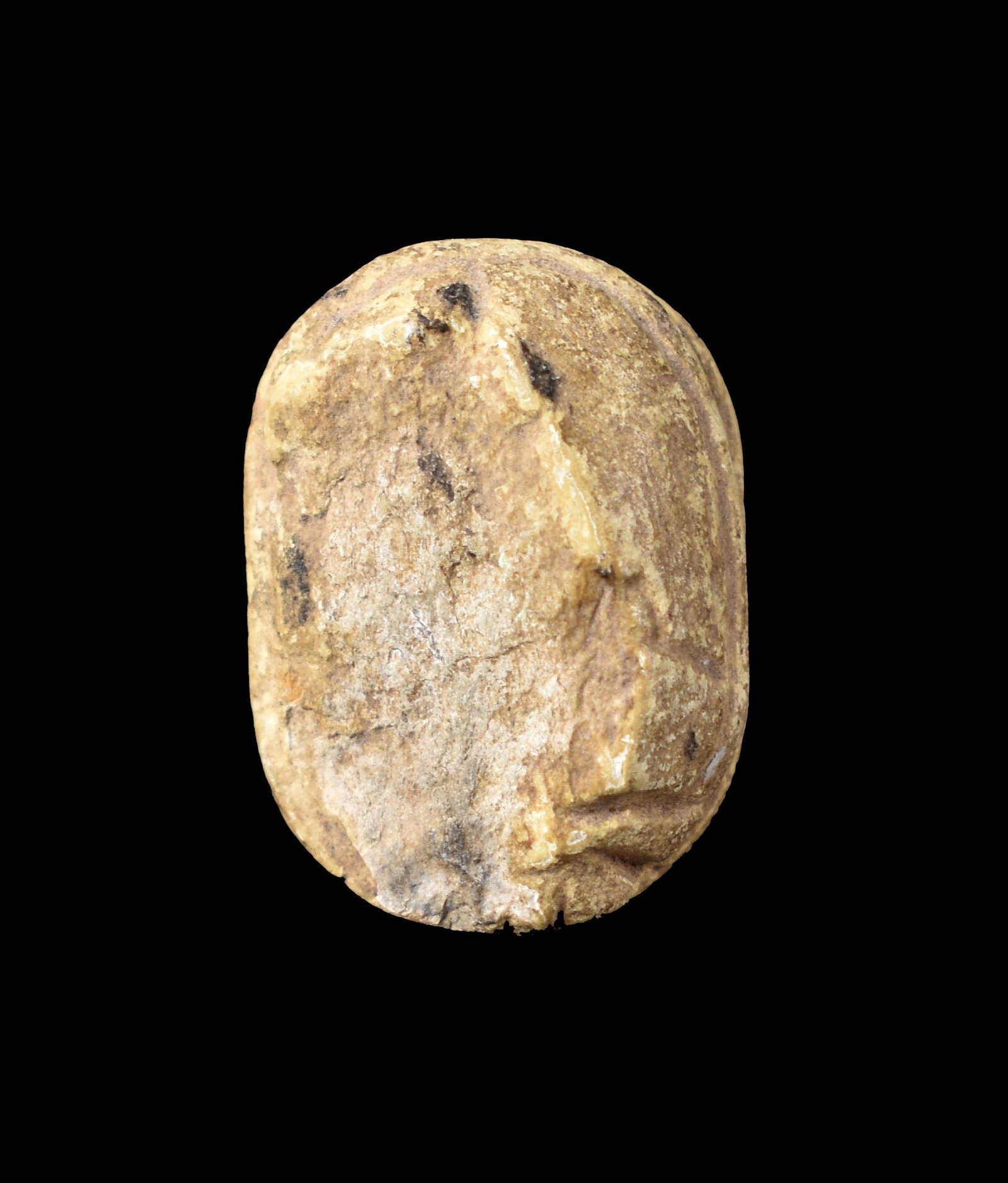 15mm VERY NICE ANCIENT EGYPTIAN STEATITE SCARAB: Very well carved with fine discernible/decipherable glyphs. Does have a small ancient chip on top which does not effect the glyphs on the bottom.