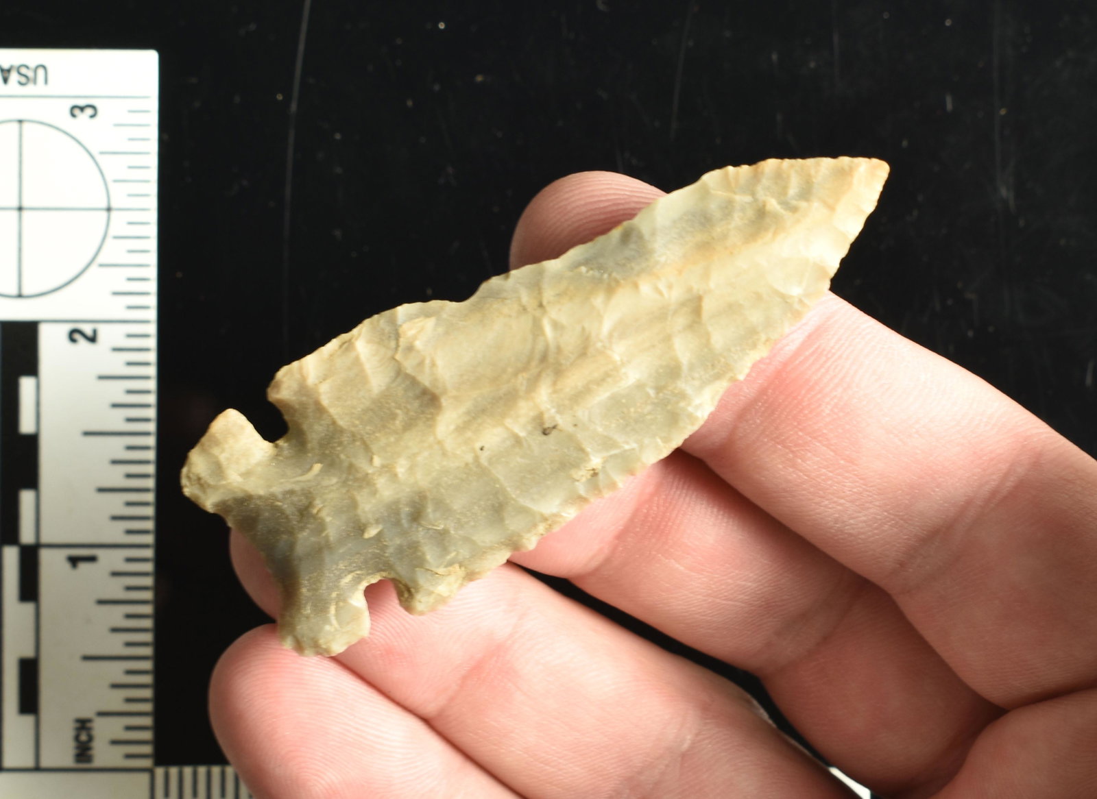 3" Big Sandy: Squared notch example from central Kentucky in Carter Cave flint. Nice!