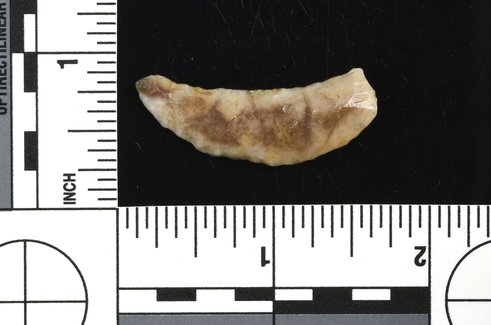 1-1/2" Paleo Crescent: White agate example. Ex Beckett Collection. Lassen Co., California.