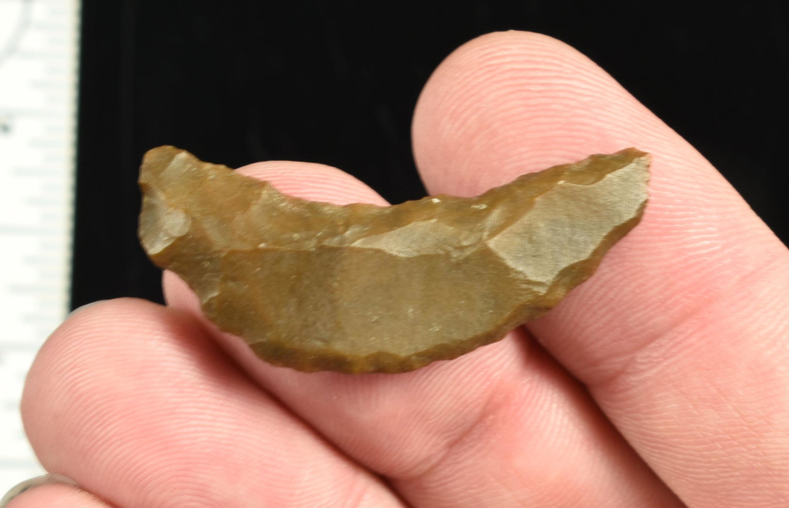 1-11/16" Paleo Crescent: Jasper example. Ex Beckett Collection. Lassen Co., California.