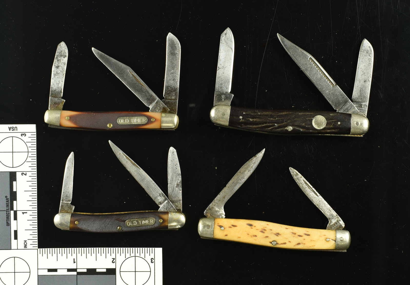 4 Vintage Pocketknives: 1 Heinr. Boker & Co, 2 Old Timers (Schrade), 1 'Russell'