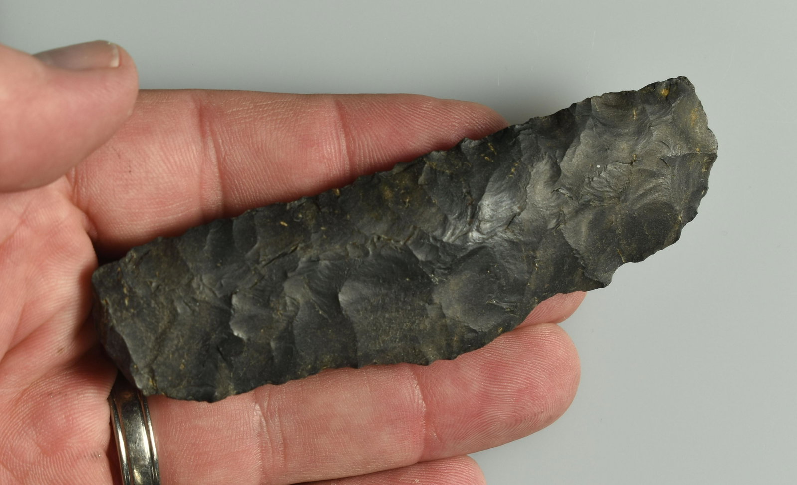 4" Paleo Square Knife - Earthworks COA: Stark Co., Ohio example in Coshocton flint. Earthworks COA.
