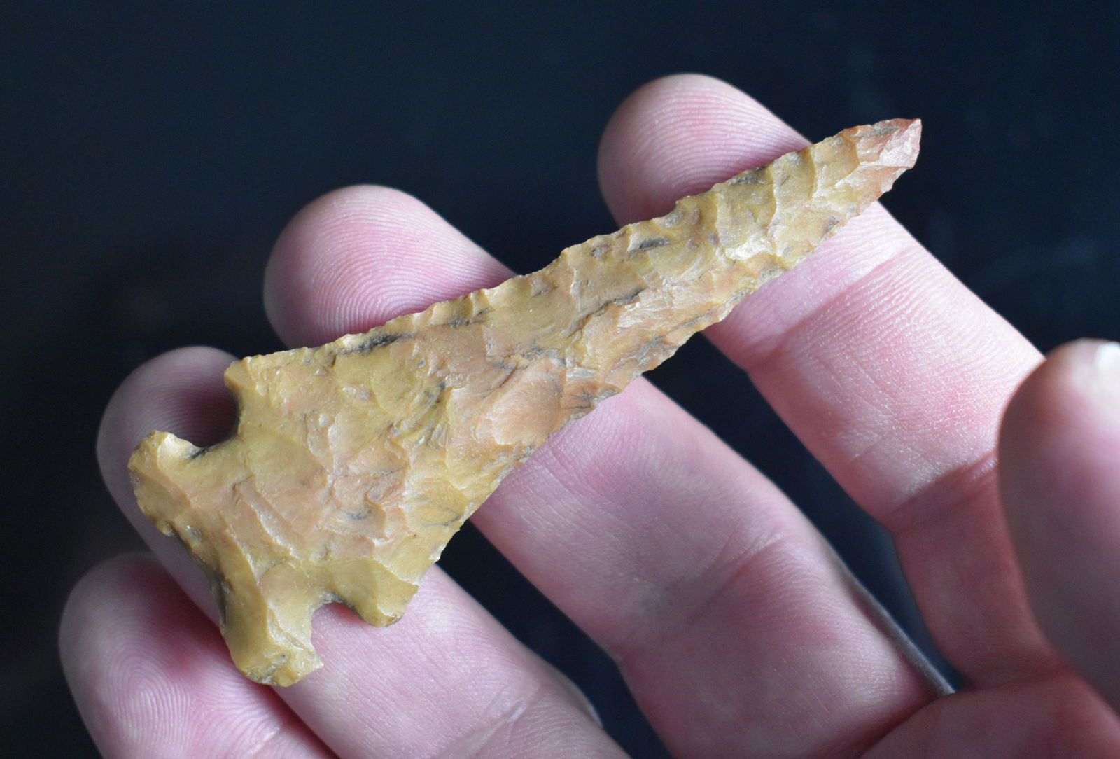 3-1/4" Big Sandy Drill - Dickey COA: Large pretty drill in Paoli flint from Monroe Co., Indiana. Ex - Rev. George Scutt Collection. Dickey COA. NICE!