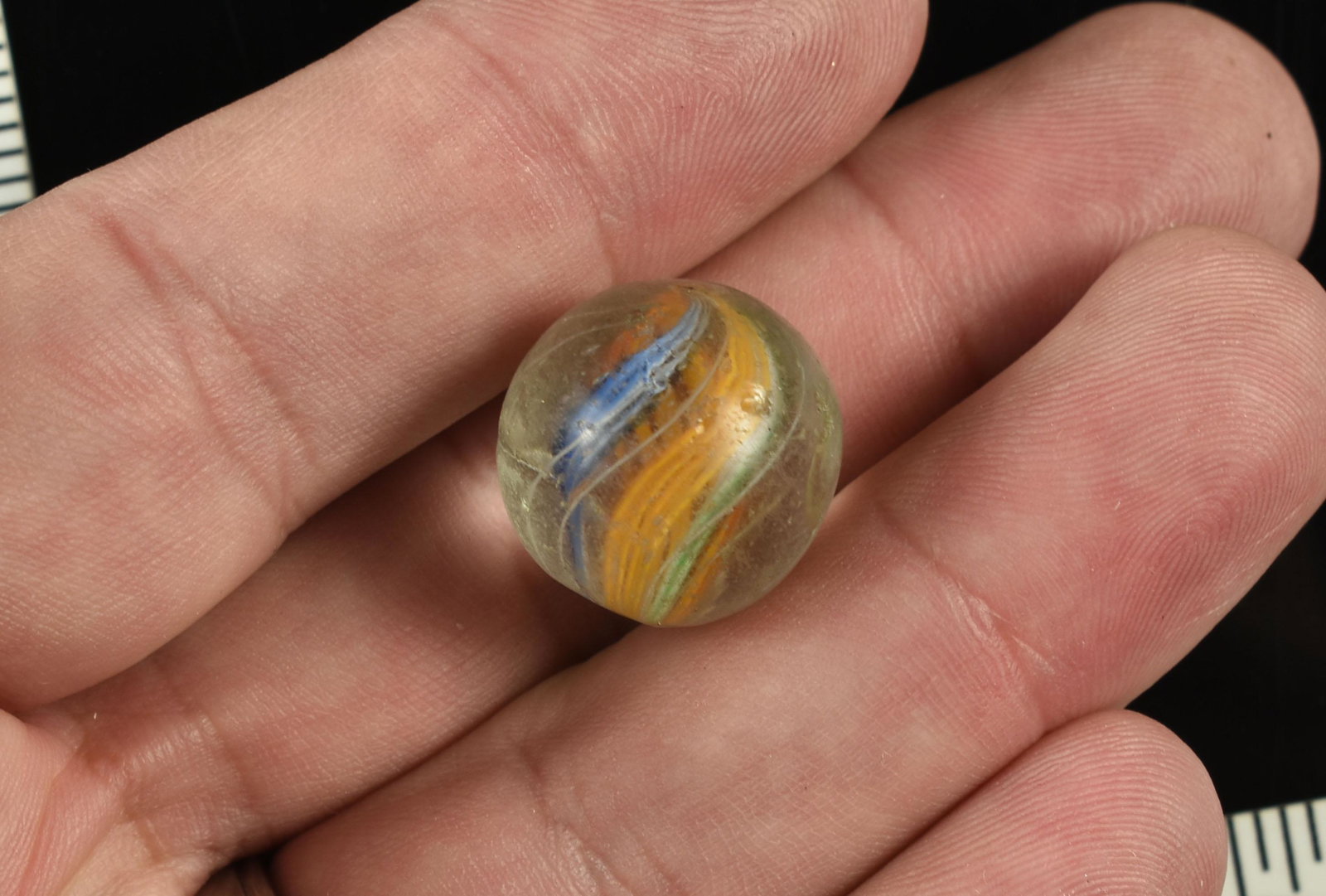 3/4" Latticinio Swirl Vintage Marble: Nice! Rare hand cut marble with pontil mark.