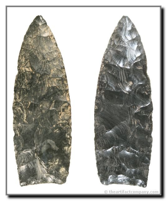5 7/8" Clovis Preform Knife: Found near Lake Bonneville, Utah. Obsidian. Ex - Nelson. Jackson (2001), Stermer (2009)