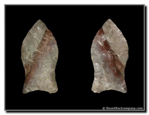 1 1/8" 'Owl' Spedis: Found in Washington. Gorgeous Purple Striped Flint. Ex - Nelson. Jackson (2001). Stermer (2009)