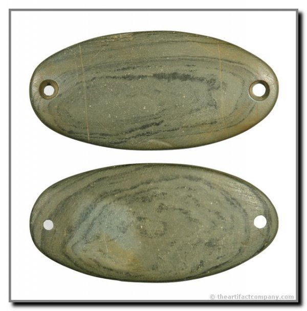 3 9/16" Ovate Gorget: Brown Co., Ohio. Green Banded Slate Jackson (2007)
