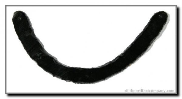 5 1/4" Aztec Gorget: Xico, Mexico. Ex - Giron, Cason Collections. Obsidian. Grandfathered. Jackson COA.