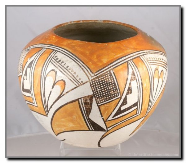 5" x 6 3/4" Polychrome Acoma Jar: Excellent condition jar from Circa 1940. Unsigned. Ex - Hill, Sears Collections.
