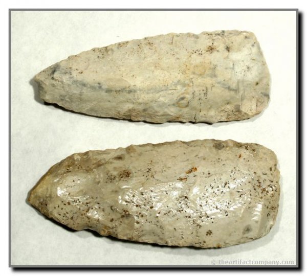 2 Dalton Adzes: Pair of very well made Dalton Adzes from Missouri. Very pretty Fossil Cherts. Ex - Webb Collection.