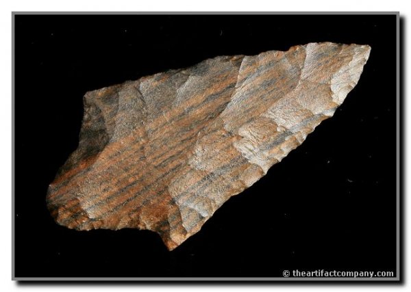 007: 3 5/8" Gary: Oklahoma. Gorgeous Banded chert. Jackson COA.